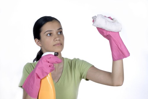 Professional staff discussing a carpet cleaning resolution